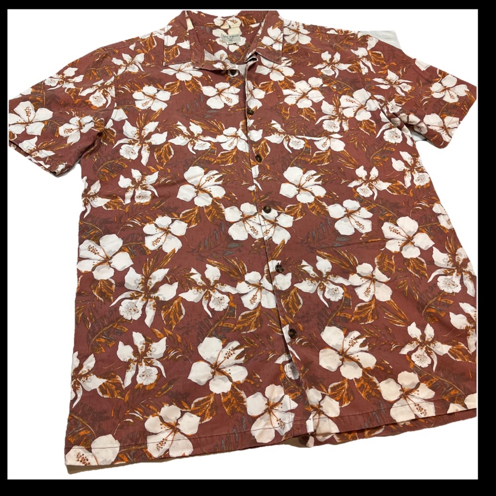 Brown tropical button shirt Jack O’NEILL flowers Orange Hawaiian Shirt XL Men’s